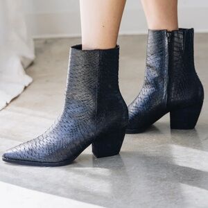 Matisse Caty Snake Embossed Ankle Boots | Black